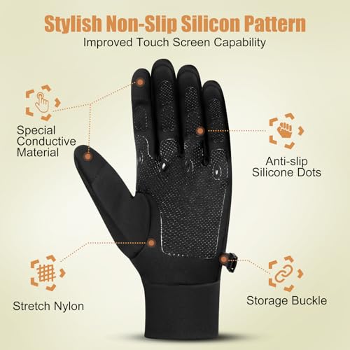 ihuan Winter Warm Running Gloves Women Men, Super Sensitive Touch Screen Fingers for Cold Weather, Thin Lightweight Liner ...