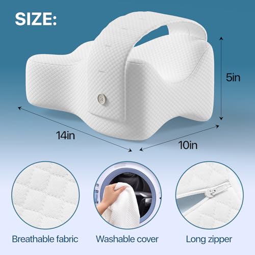 Knee Pillow for Side Sleepers, Large Comfortable Memory Foam Leg Pillow for Side Sleeping, Adjustable Strap, Pillow Sleepi...