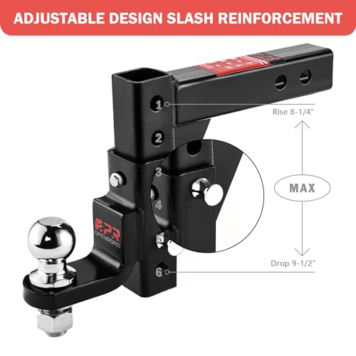OPENROAD Adjustable Trailer Hitch Ball Mount - Fits 2-Inch Receiver, 2" Tow Balls, 7500lbs, 9-1/2" Drop/ 8-1/4" Rise, Heav...