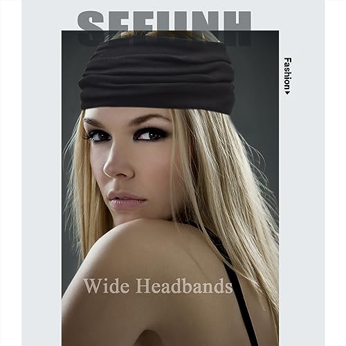 Sefiinh Wide Headbands For Women Stretch Headband Boho Head Bands Women's Hair Band Turban Workout Hairband Accessories 6 ...