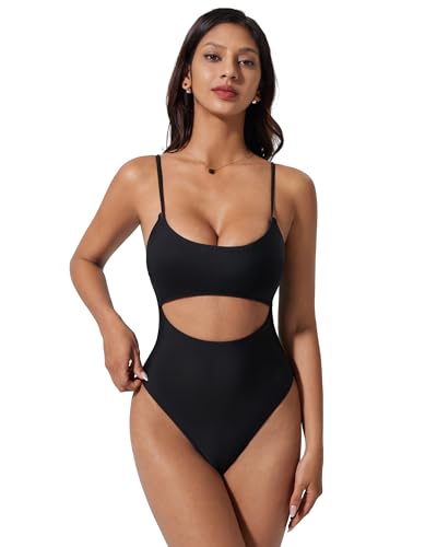 SUUKSESS Women Sexy Cut Out One Piece Swimsuit Tummy Control High Cut Bathing Suit