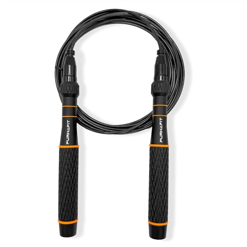 LYRA Adjustable Speed Jump Rope – 360° Ball Bearings, Steel Cable & Aluminum Handles – Fast Double Unders for CrossFit, HI...