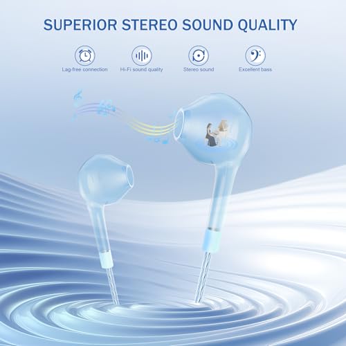 Jogteg Earbuds Headphones with Microphone Pack of 5, Noise Isolating Wired Earbuds, Earphones with Powerful Heavy Bass Ste...
