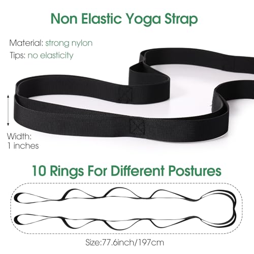 Foilswirl 8 Pack Stretching Strap with 10 Loops Bulk Yoga Strap Bulk for Physical Therapy Stretch Bands with Loops Non Ela...