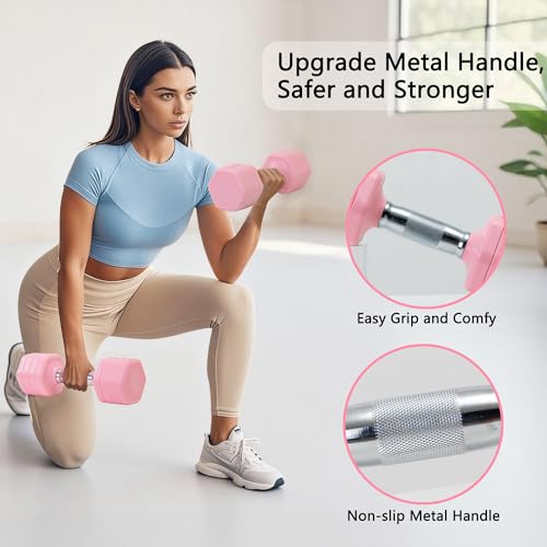 Adjustable Dumbbell Set of 2 Total 20 Lbs 4-in-1 Each 4lb 6lb 8lb 10lb 1s-Adjust Dual-Stable Free Weights for Women Men Ho...