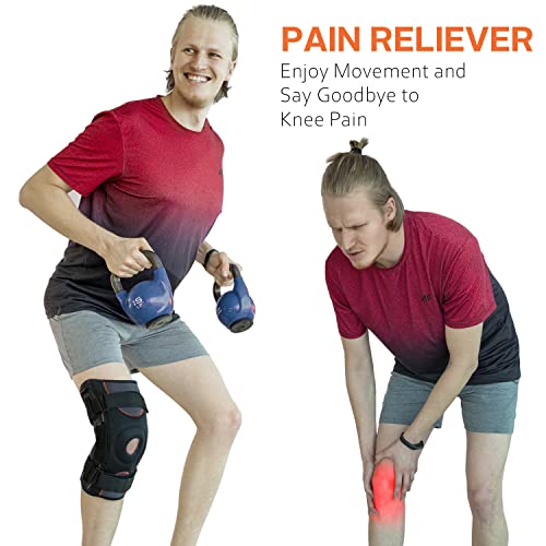 Omples Hinged Knee Brace for Knee Pain, Meniscus Tear Knee Support with Side Stabilizers for Men and Women Patella Knee Br...
