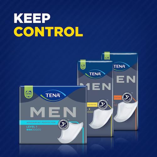 TENA Men Level 3 Incontinence Guards for Men, Heavy Absorbency, Maximum Protection, Odor Control,(Pack of 4-64 Count)