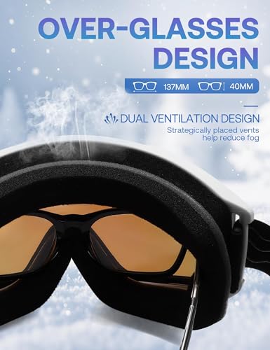 SOJOS Ski Goggles for Men Women, Snowboard Anti Fog UV Protection Winter Sports Goggles, SJ3069