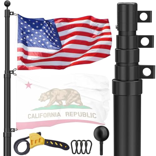 Telescoping Flag Pole for Outside House, 20 FT Heavy Duty 45K PSI & 95 HBW Hard Aerospace Aluminum Flagpole Kit, Unbending...