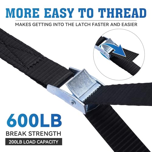 Lashing Straps,1" x 10Ft Adjustable Cam Buckle Tie Down Cinch Strap for Packing Black 4 Pack,Packing Straps Heavy-Duty for...