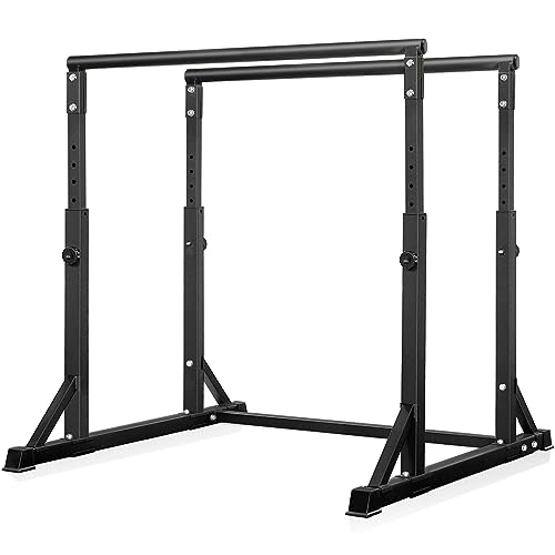 Bongkim Dip Bar, Heavy Duty Dip Station with 7 Height Levels, 800lbs Adjustable Parallel Bars for Tricep Dips Pull-Ups L-S...