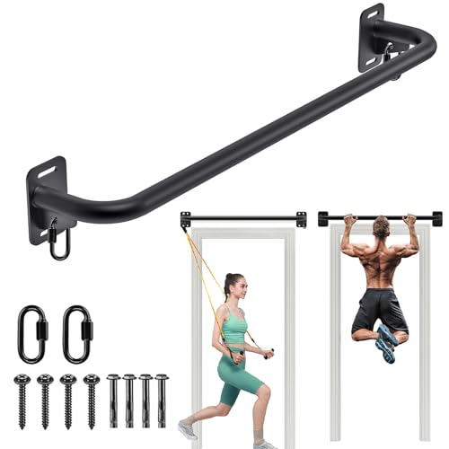 Pull Up Bar Wall Mount 440 LBS Capacity Doorway Chin Up Bar Multifunctional Steel Chinup Bar with with Resistance Band Hoo...