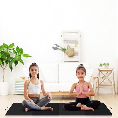 Folding Gymnastics Mat, 6x3Ft/6x2Ft Thick Portable Exercise and Tumbling Pad for Home Gym, Pilates, Aerobics and Martial A...