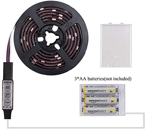 abtong LED Strip Lights, 6.56ft Waterproof RGB Multi-Color, Battery Powered, Mini Controller, Model BPT-3K