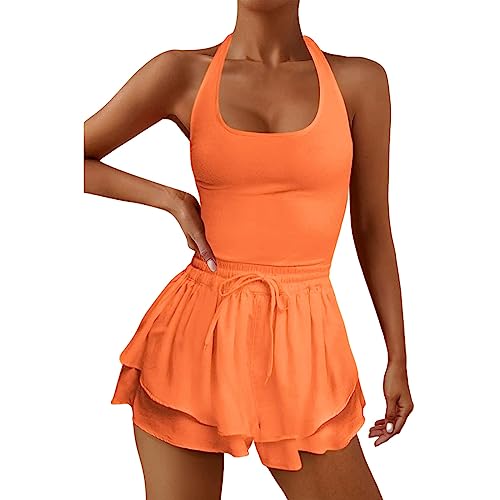 Womens Workout Athletic Romper One Piece Exercise Jumpsuit Tennis Dress Shorts Sleeveless Running Beach Skirt Sets