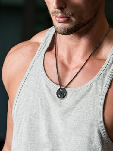 U7 Men Women Fitness Dumbbell Necklace Stainless Steel Weight Plate Barbell Chain Pendant Necklace,Chain 22"+2" Extender, ...