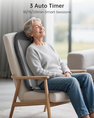 COMFIER Shiatsu Back Massager with Heat,Massage Chair Pad for Back Relief deep,Heated seat Cushion,Chair Massager for Nec...