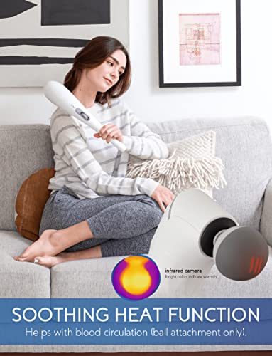Zyllion Handheld Back and Neck Massager - Cordless Rechargeable Electric Vibrating Deep Tissue Massage with Heat for Athle...
