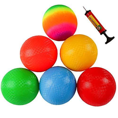 Ogrmar 6PCS 8.5 Inch Playground Balls Dodgeballs with 1 Hand Pump for Kids and Adults Dodge Ball, Kickball, Handball, Camp...