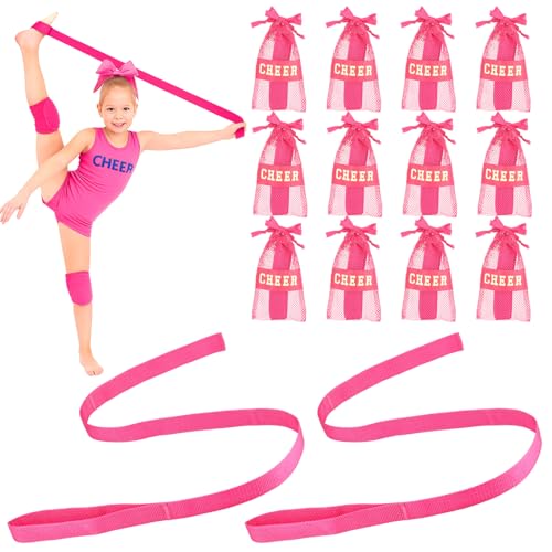 Simgoing 12 Set Stretching Strap Cheerleader Gifts Bulk for Team Stretching Bands Improved Flexibility Elastic Stretch Ban...