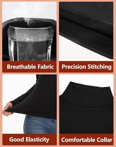 Dalavch 4 Pack Women’s Thermal Turtleneck Shirts, Women Turtle Neck Fleece Lined Compression Long Sleeve Base Layer Tops
