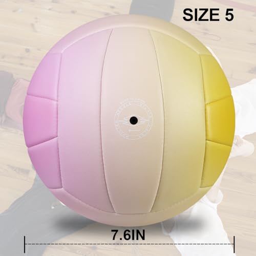 PECOGO Size 5 Volleyball - Durable PU Leather, Indoor/Outdoor. Soft Control, Great Airtightness for Training/Games. Ideal ...