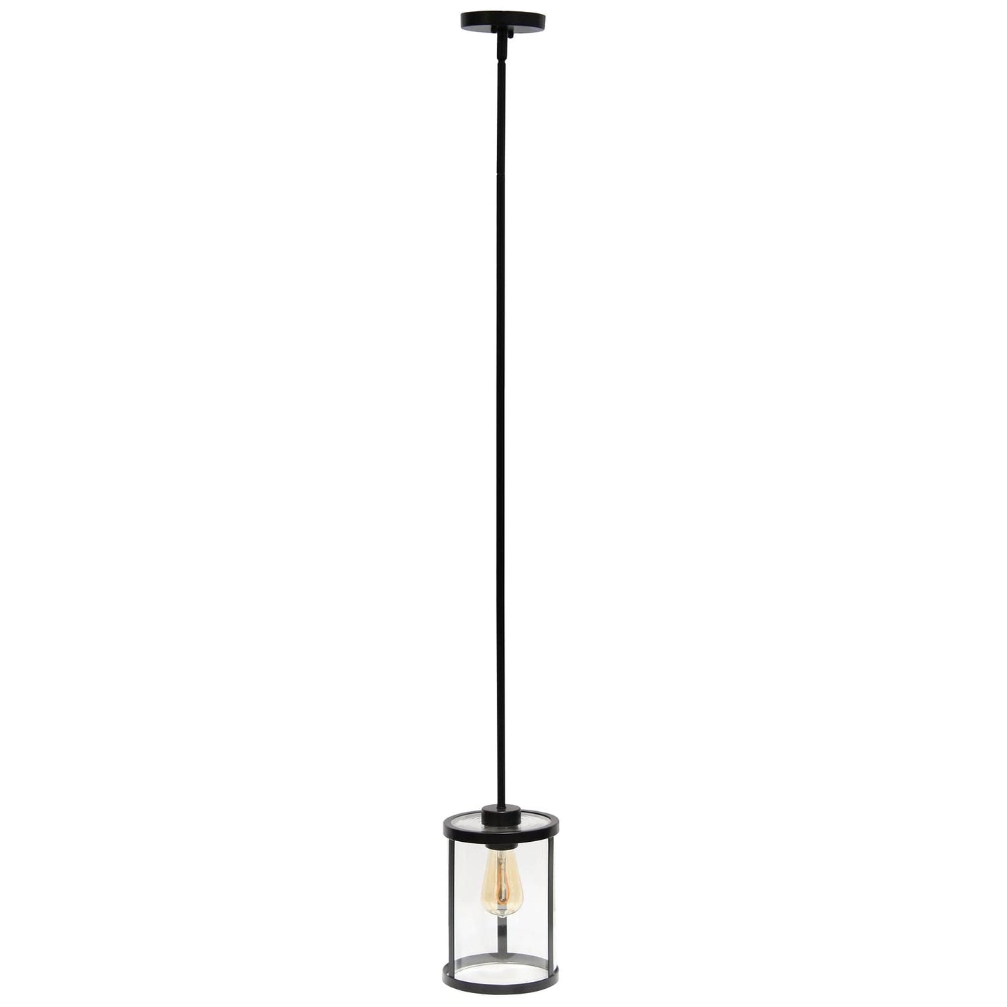 Elegant Designs PT1010-BLK 1-Light Ceiling Pendant, Black, Glass, 9.25in Adjustable, Modern Vintage Industrial for Kitchen or Dining Room