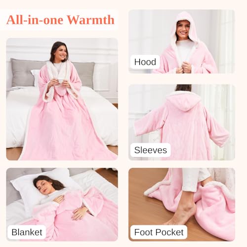 Klaggie Wearable Heated Blanket with Foot Pocket Sleeves, Heated Robe Heated Snuggie, 6 Heating Levels 4 Hours Auto-Off, O...
