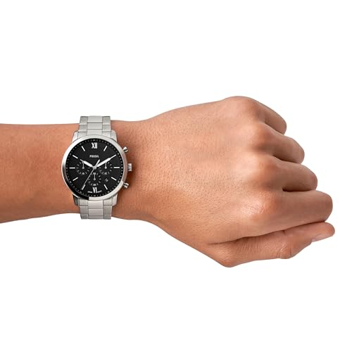 Fossil Men's Silvertone Black Dial Chronograph Watch
