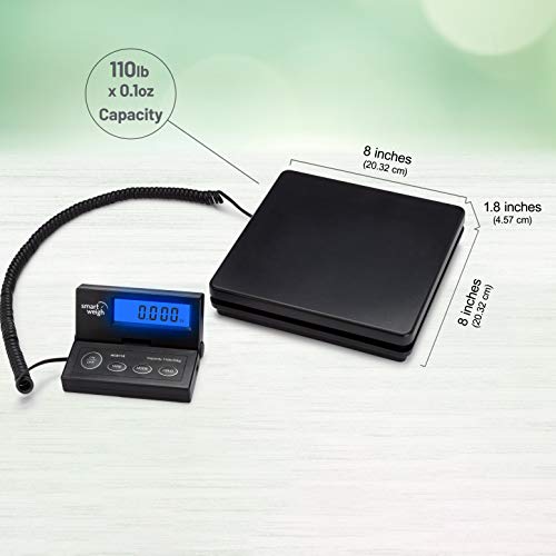 Smart Weigh Digital Postal Shipping Scale, 110lb/50kg to 0.1oz/2g Precision, Hold Function, Separate Wall-Mount Screen, AC...