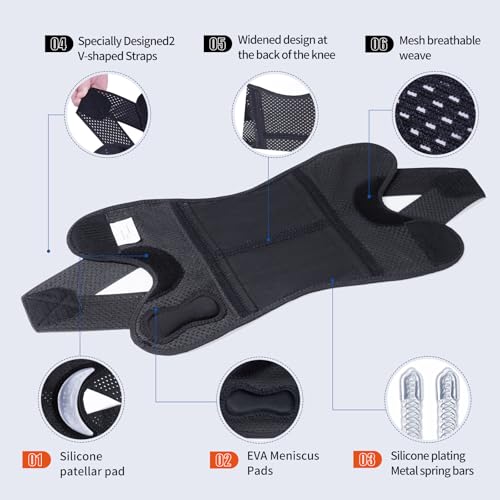 Galvaran Professional Knee Brace for Women & Men Breathable Knee Support with Side Stabilizers, Adjustable knee brace for ...
