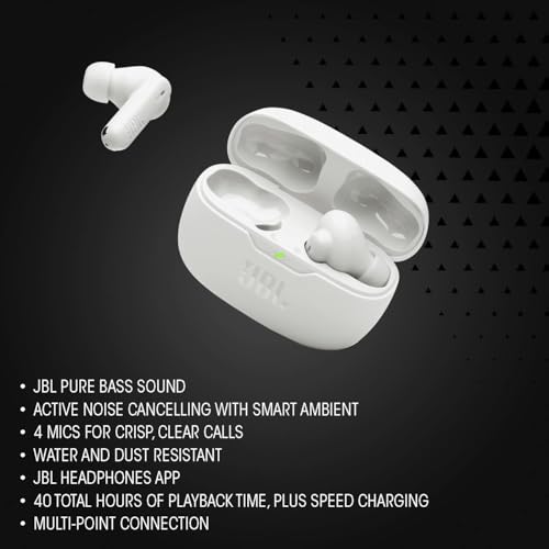 JBL Vibe Beam 2 - True Wireless Noise Cancelling Earbuds with JBL Pure Bass Sound & Smart Ambient Technology, 4mics for Cr...