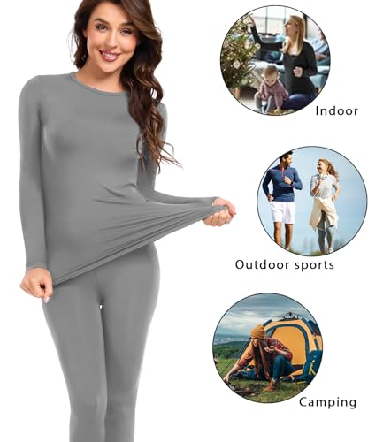 wirarpa Women's Fleece Lined Thermal Underwear Set Long Johns Base Layer Set for Women Winter Top Bottom