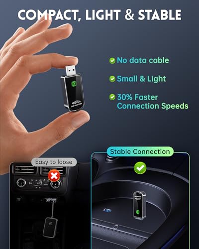 Amzfeel Wireless CarPlay Adapter for Apple iPhone iOS 10+ & Cars from 2015+, Mini Edition, Converts Factory Wired to Wirel...
