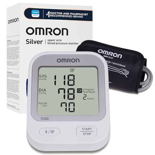 OMRON Silver Blood Pressure Monitor for Home Use & Upper Arm Blood Pressure Cuff - #1 Doctor & Pharmacist Recommended Bran...