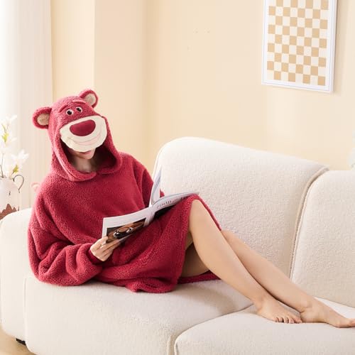 NEWCOSPLAY Wearable Blanket Hoodie Sherpa Hoodie Blanket for Women Men Warm Oversized Sweatshirt with Pockets