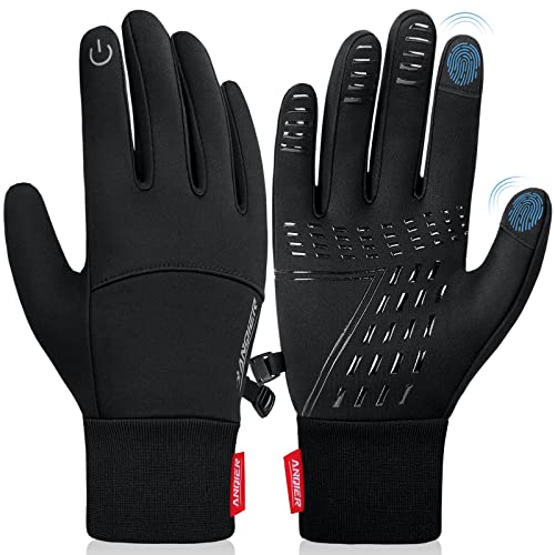 anqier Winter Gloves, Windproof Warm Touchscreen Gloves Men Women for Cycling Running Outdoor Activities