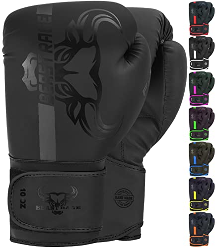 BEAST RAGE Boxing Gloves Muay Thai Kickboxing MMA Fight Bag Training Punch Hitting Workout Men Women Sparring Fitness Mitt...