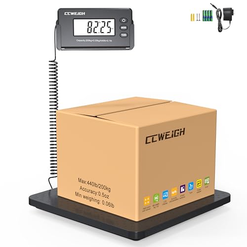Shipping Scales 440lbs x 1oz Highly Accurate Postal Scales Ultrathin ABS Large Platform,Superlight Postal Scales for Shipp...
