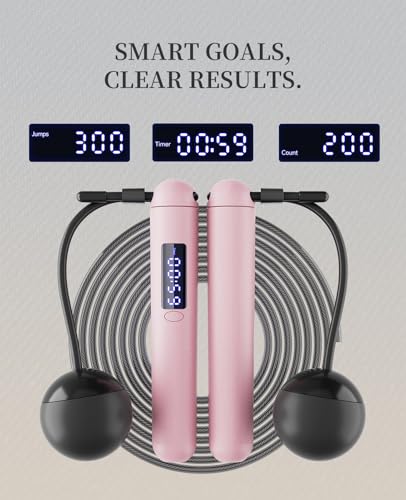 ACHDOFITS 2-in-1 Jump Rope: Weighted & Cordless for Home, Real Rope for Outdoor - Smart LED Counter, Adjustable & Recharge...