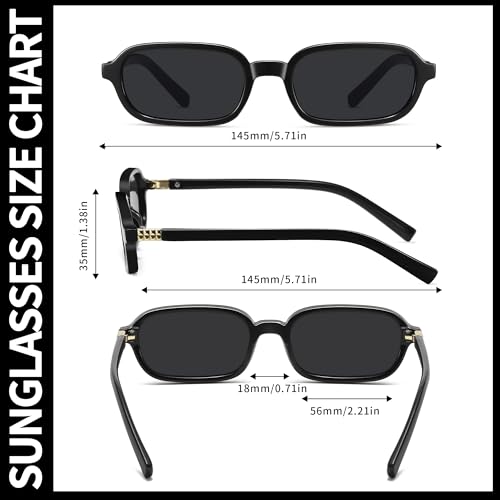 Colrea Retro Rectangle Sunglasses for Women Men Trendy Vintage Small Square Sun Glasses 90s Fashion Cute Sunnies CL010