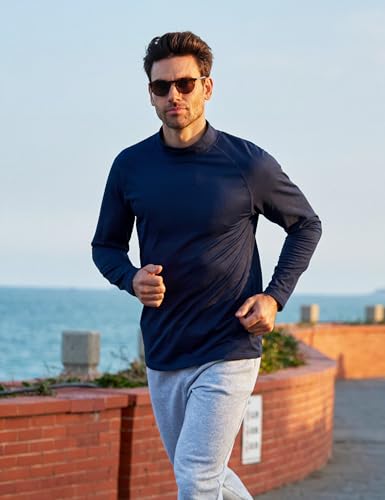 MAGCOMSEN Men's Thermal Shirt Mock Turtle Neck, Fleece Lined Long Sleeve Undershirts, Athletic Warm Base Layer Winter Top