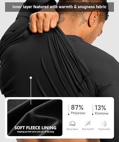 G Gradual Men's Thermal Shirts Long Sleeve Athletic Workout T-Shirts Crewneck Fleece Lind Base Layer for Men Cold Weather