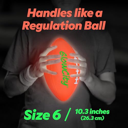 GlowCity Glow in The Dark Football - Size 3/6 Light Up Ball Gifts for Kids, Junior & Teens - Bright Football for Night Out...