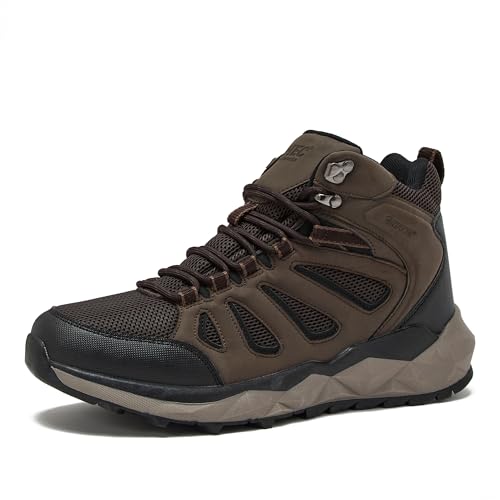 HI-TEC Valley Geo Mid Waterproof Hiking Boots for Men, Lightweight Breathable Outdoor Trekking and Trail Sneakers, Sizes 7...