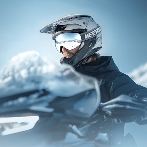Meeloog Ski Goggles for Men & Women, OTG Snowboard Goggles with UV400 Protection, Anti-Fog & Spherical Design for Wider View