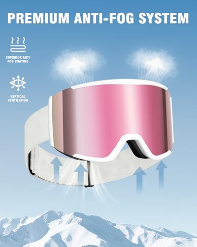 AVV OTG Ski Goggles for Men Women & Youth，Snow/Snowboard Goggles Anti Fog UV Protection
