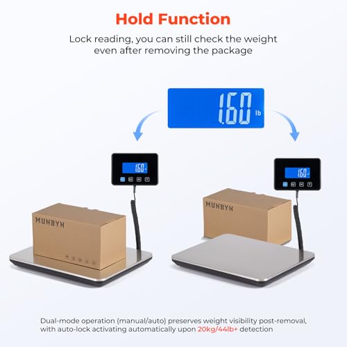 MUNBYN Shipping Scale, 440lb/1.8oz Digital Postal Scale for Packages with Hold/Tare Function, Backlit LCD, Battery & Cable...