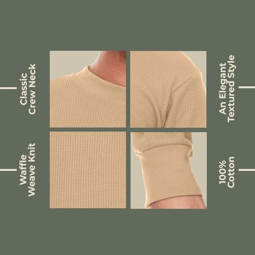JMR Men’s Thermal Shirt Long Sleeve - Heavyweight 100% Cotton Waffle Weave Top