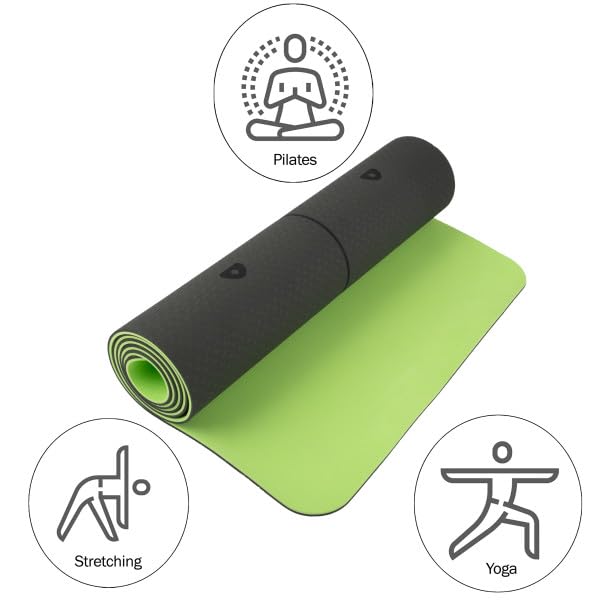Non-Slip Yoga Mat with Alignment Marks – Lightweight Exercise Mat with Carry Strap for Home Workout or Travel by Wakeman O...